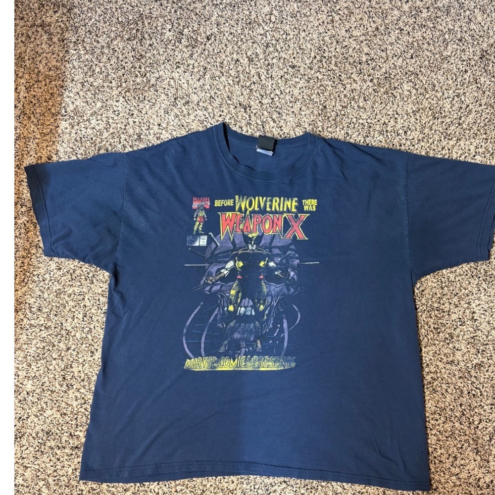 Vintage Men's XL Marvel Mad Engine Wolverine Weapon Shirt Y2K Adamantium